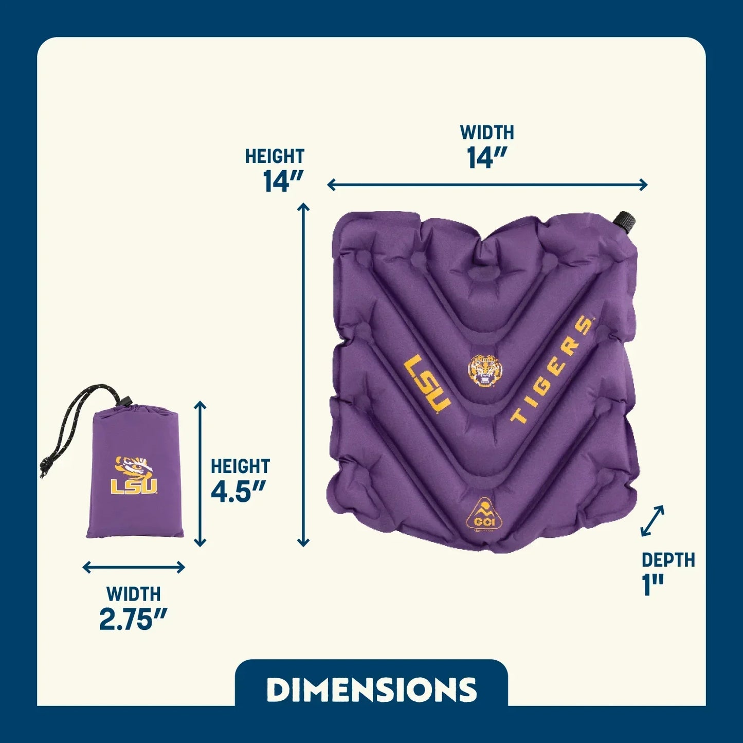 College V Seat™ Inflatable Stadium Cushion - LSU Tigers - Game Day Comfort