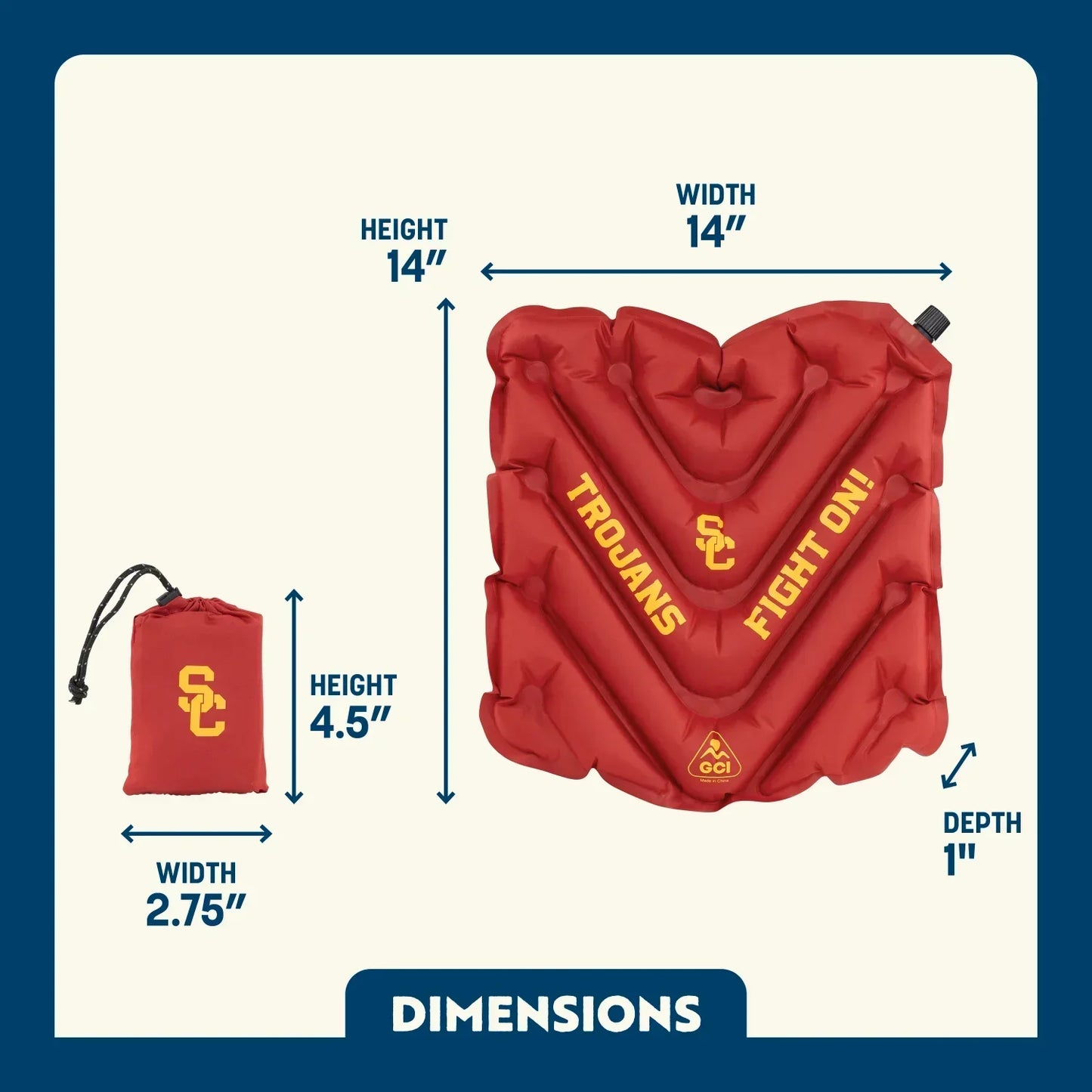College V Seat™ Inflatable Stadium Cushion - USC Trojans - Home Team Ready
