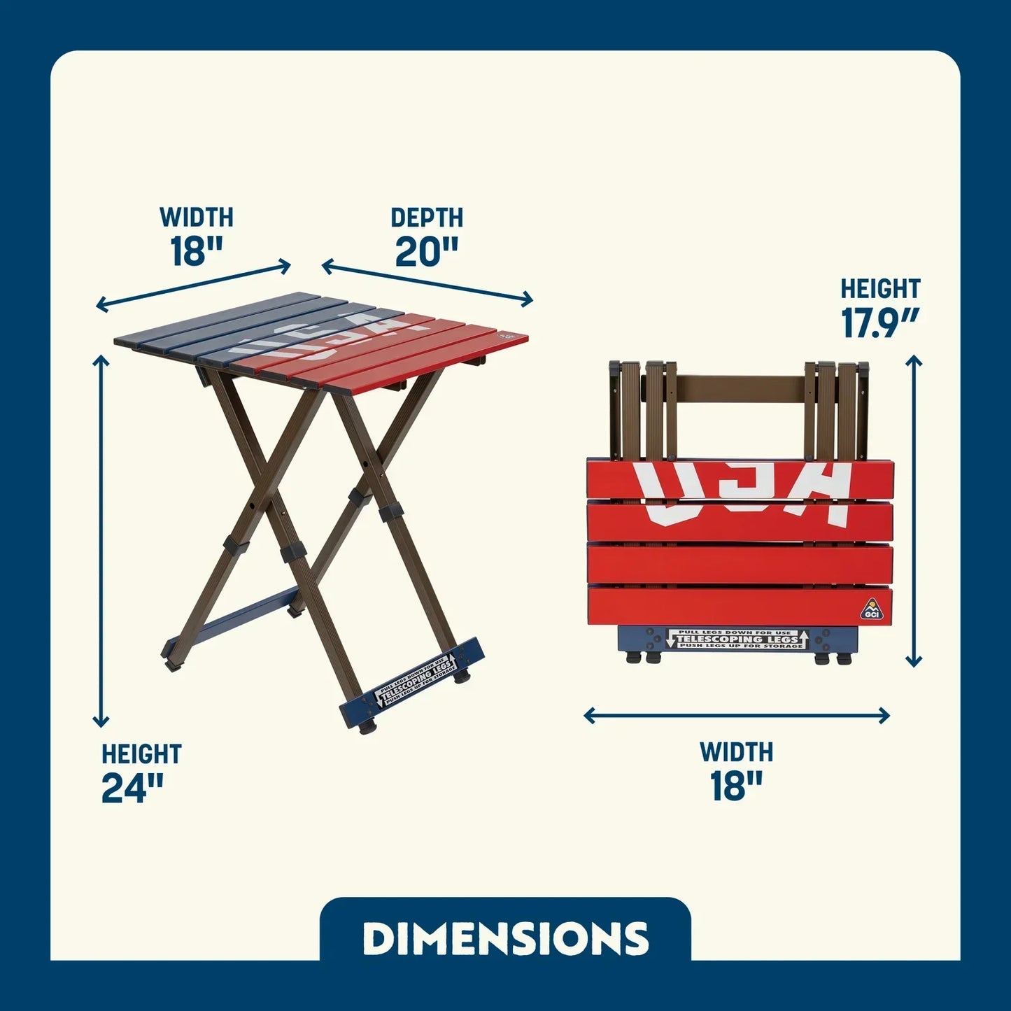Compact Camp Table 20™ - USA Anniversary Deluxe - Tailgate Prep
